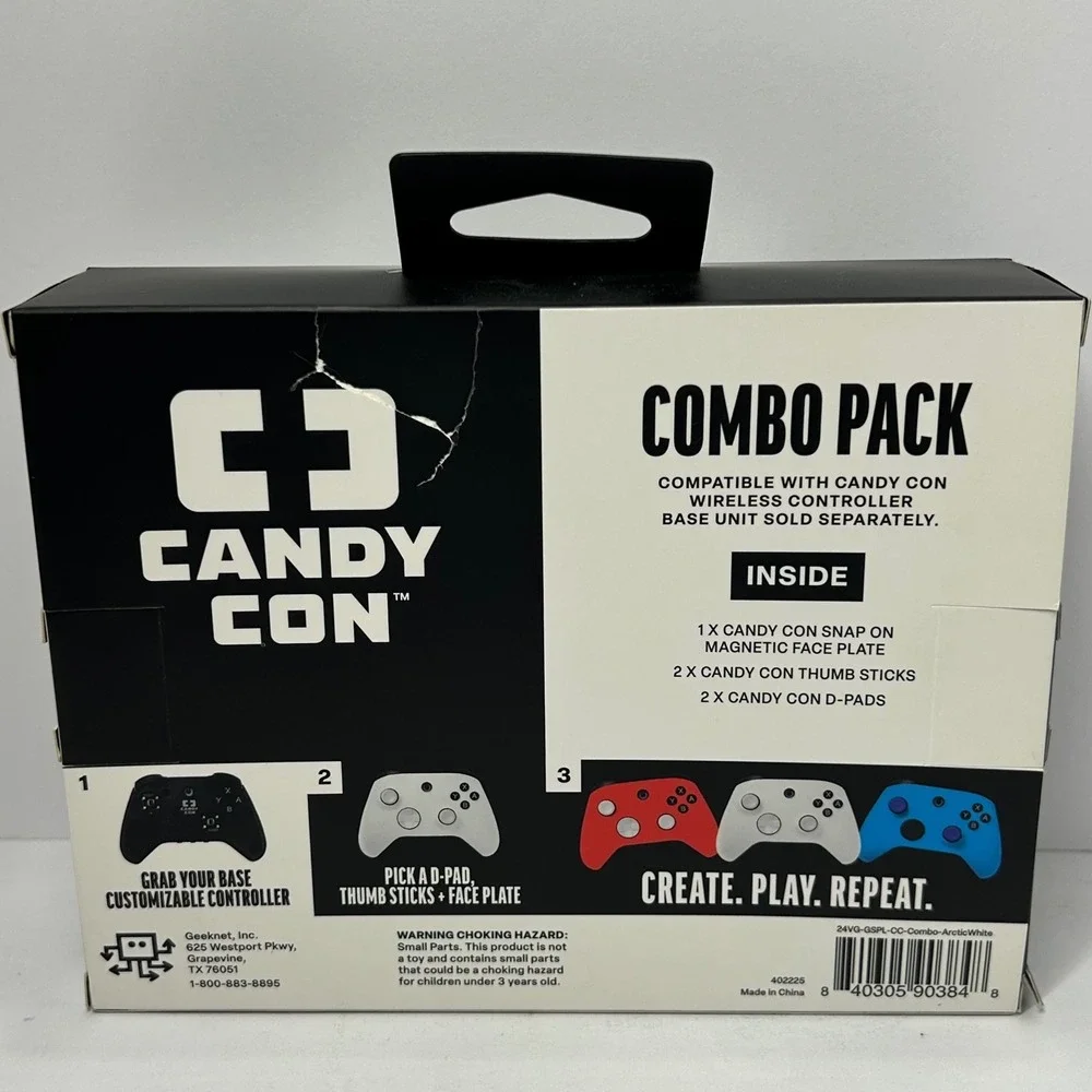 Candy Con Arctic White Combo Pack Face Plate Thumb Sticks D-Pads New Switch & PC